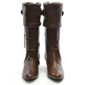 Migliorini Brown Leather Wedge Fold Over Boot size 9.5 Needles with tags